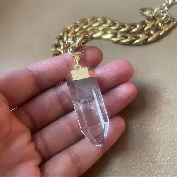 💎 Quartz crystal chunky curb chain necklace - Picture 6 of 11